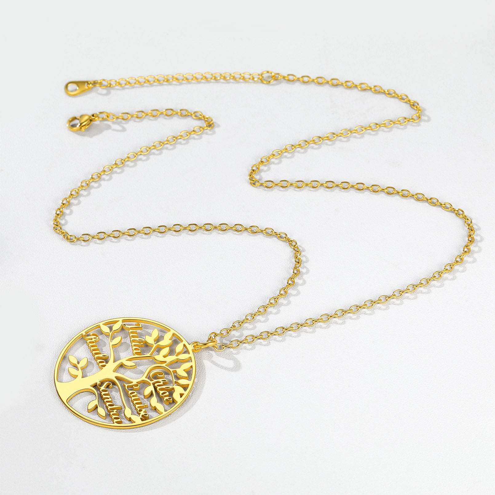Collier Personnalisé Rond Arbre de Vie avec Noms Scène