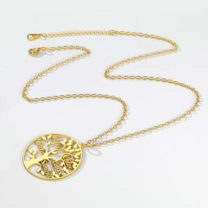 Collier Personnalisé Rond Arbre de Vie avec Noms Scène