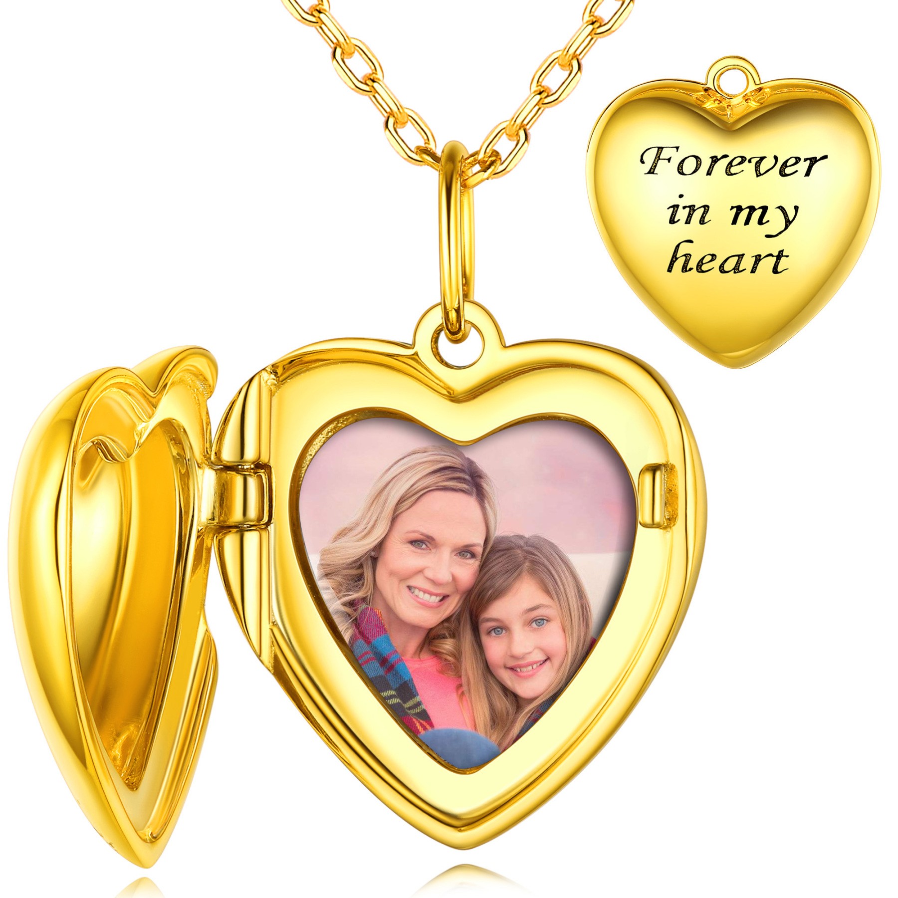 Collier Médaillon Cœur Personnalisé  en Argent Sterling Or