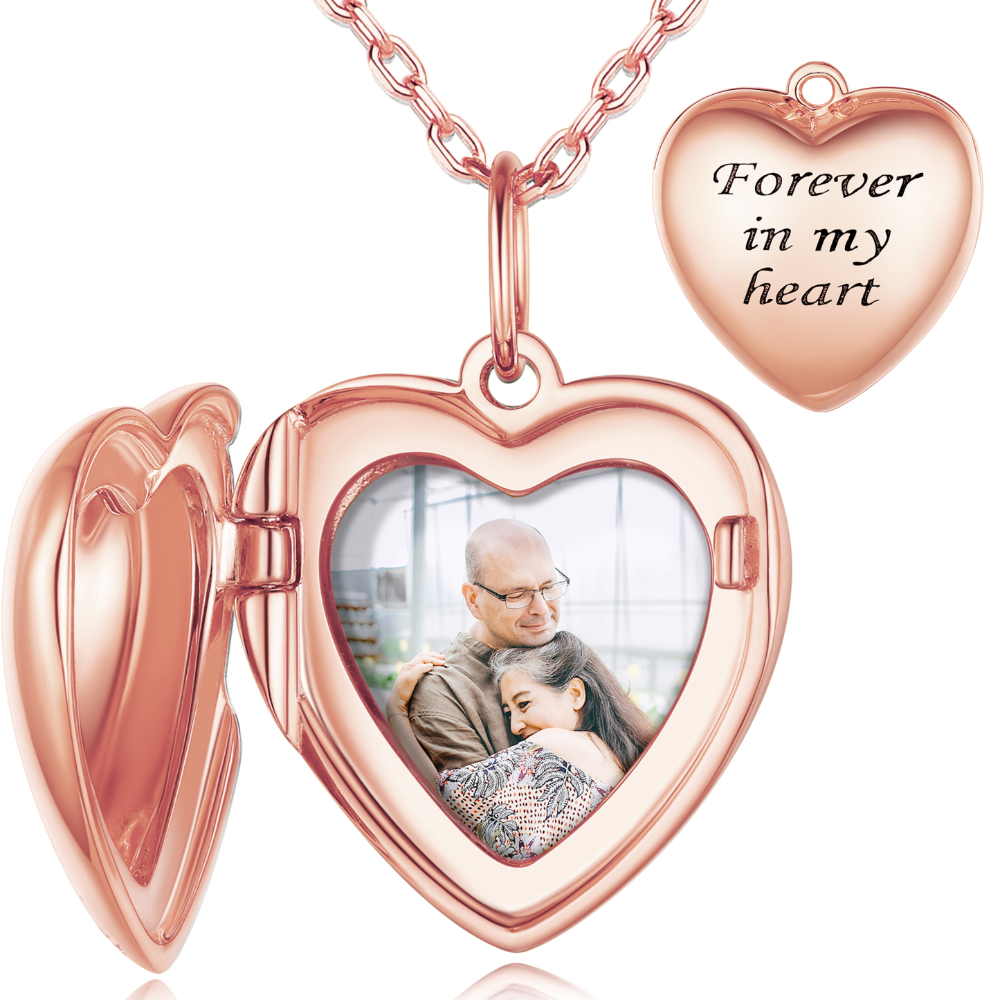 Collier Médaillon Cœur Personnalisé  en Argent Sterling Or Rose