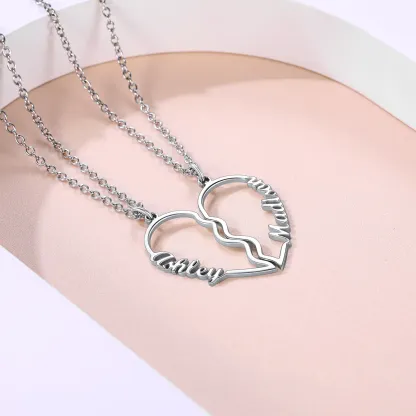 Colliers Pendentifs Assortis Cœur Personnalisés avec Prénom
