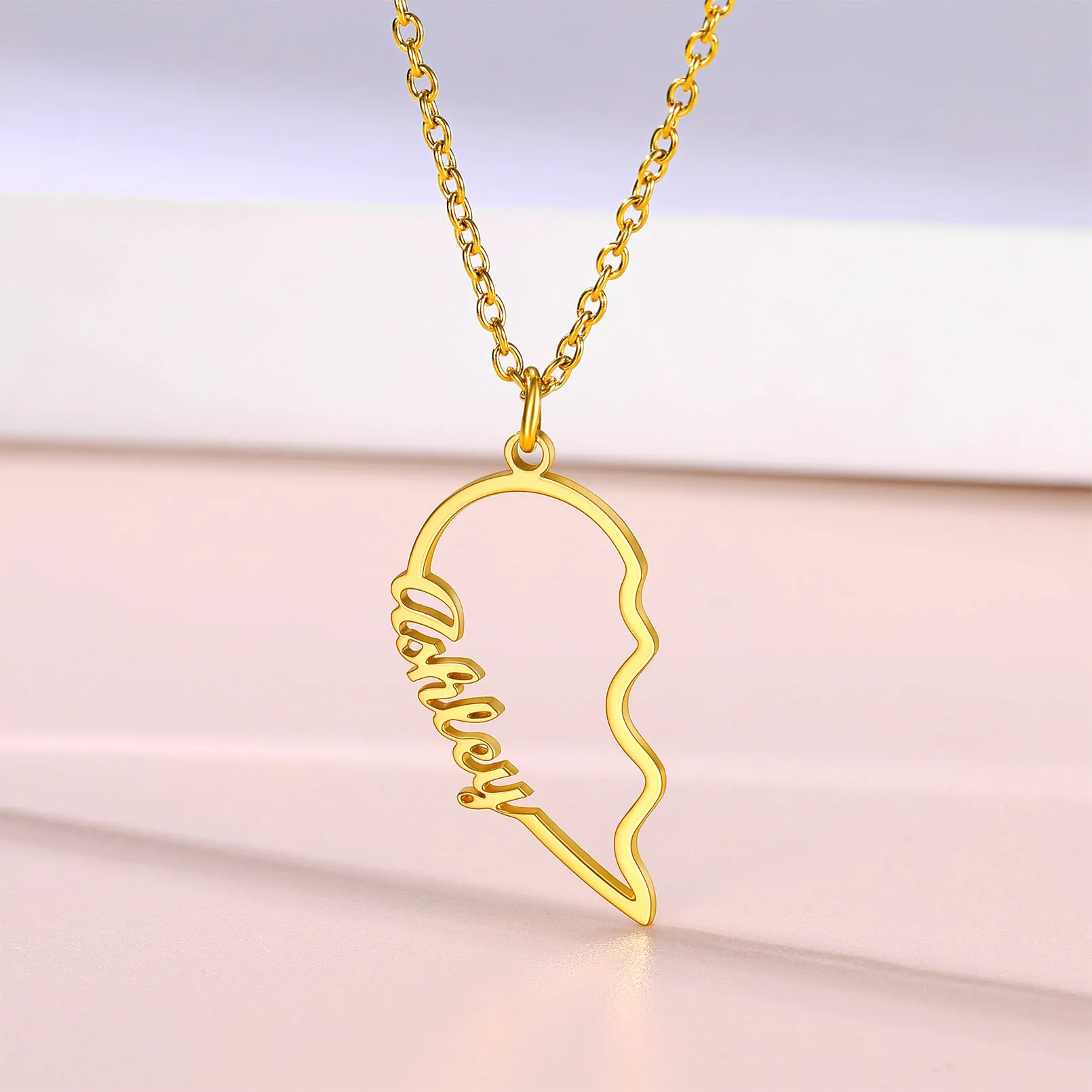 Colliers Pendentifs Assortis Cœur Personnalisés avec Nom