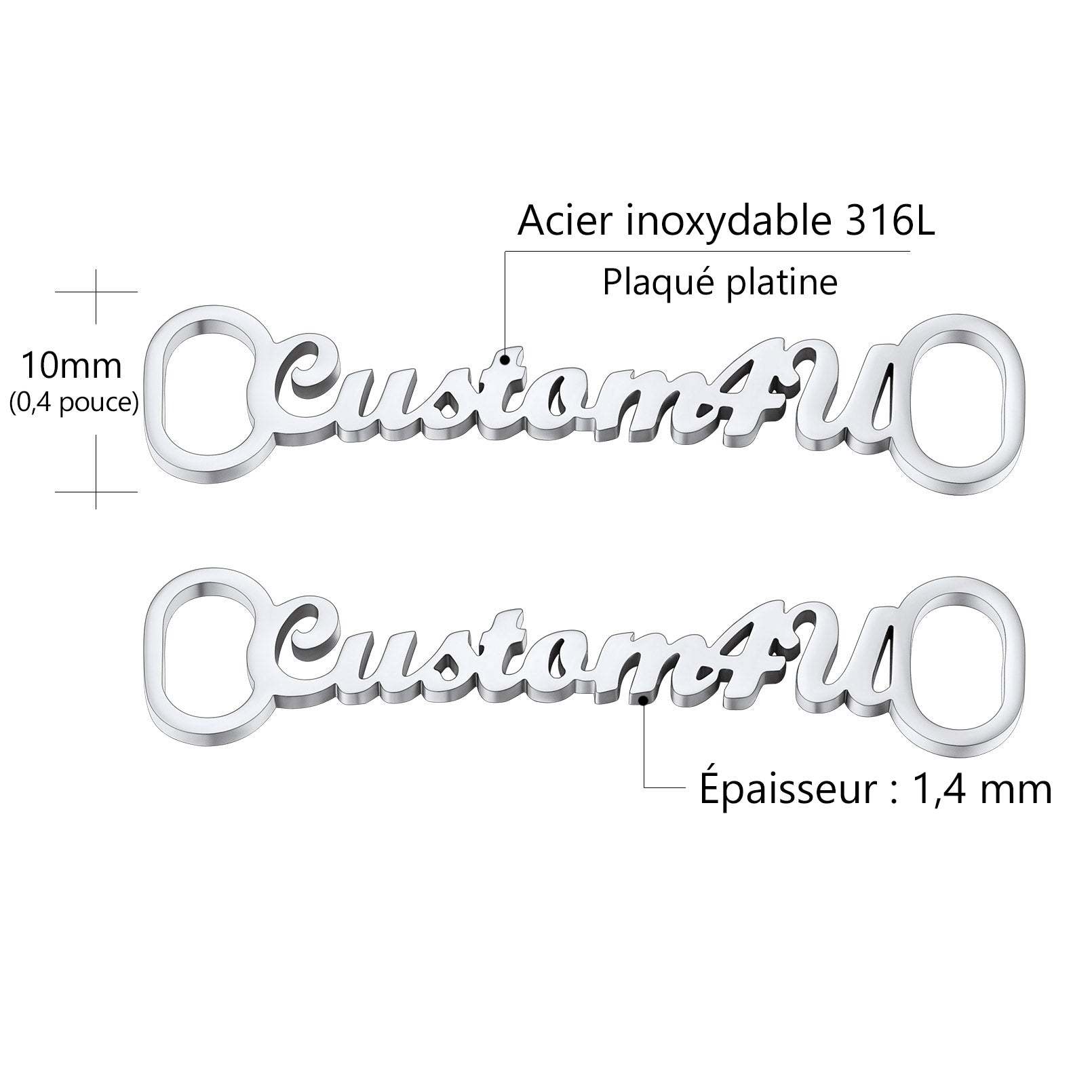 Boucle de Lacet Personnalisée avec Nom (Lot de 2) A Taille
