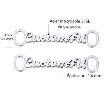 Boucle de Lacet Personnalisée avec Nom (Lot de 2) A Taille