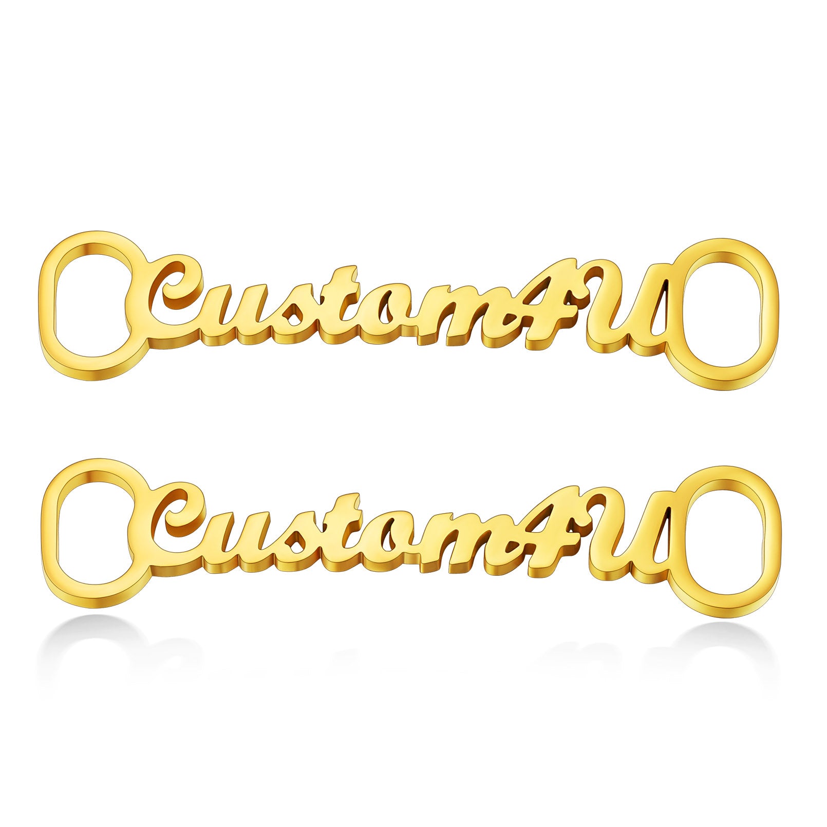 Boucle de Lacet Personnalisée avec Nom (Lot de 2) A Or
