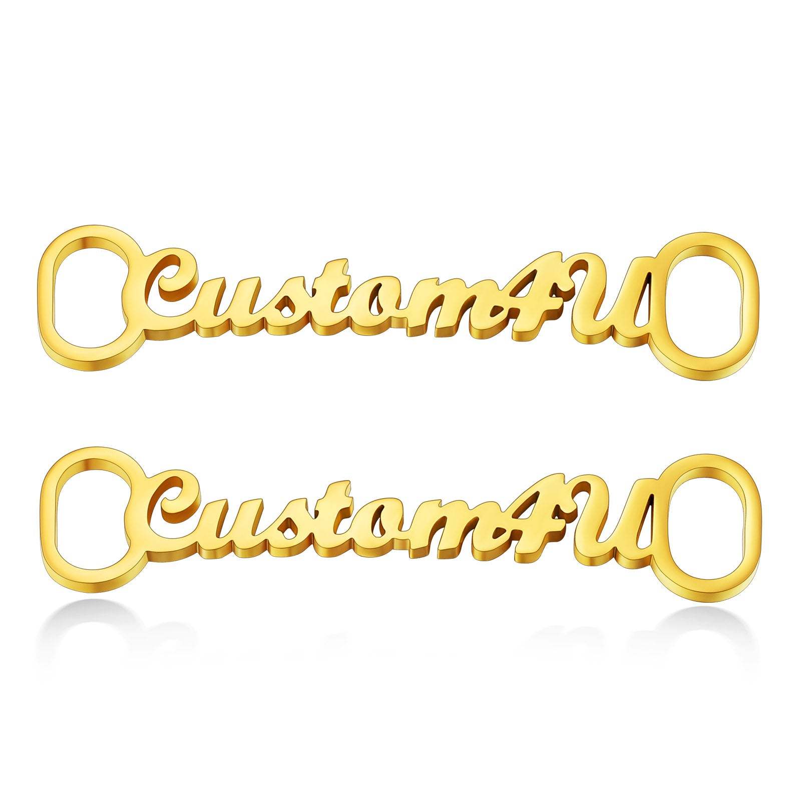Boucle de Lacet Personnalisée avec Nom (Lot de 2) A Or