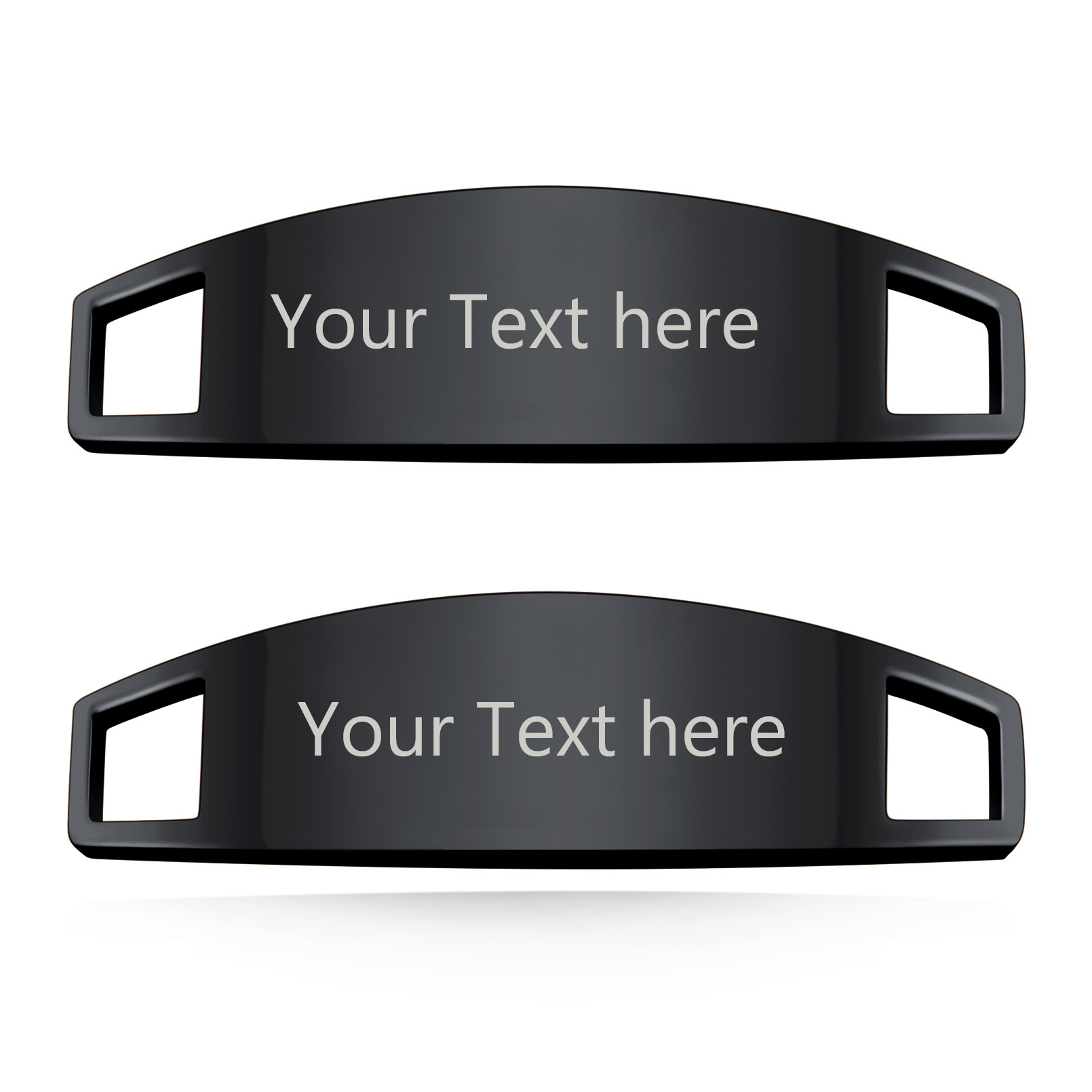 Plaques d’Identité Personnalisées pour Lacets de Chaussures Noir