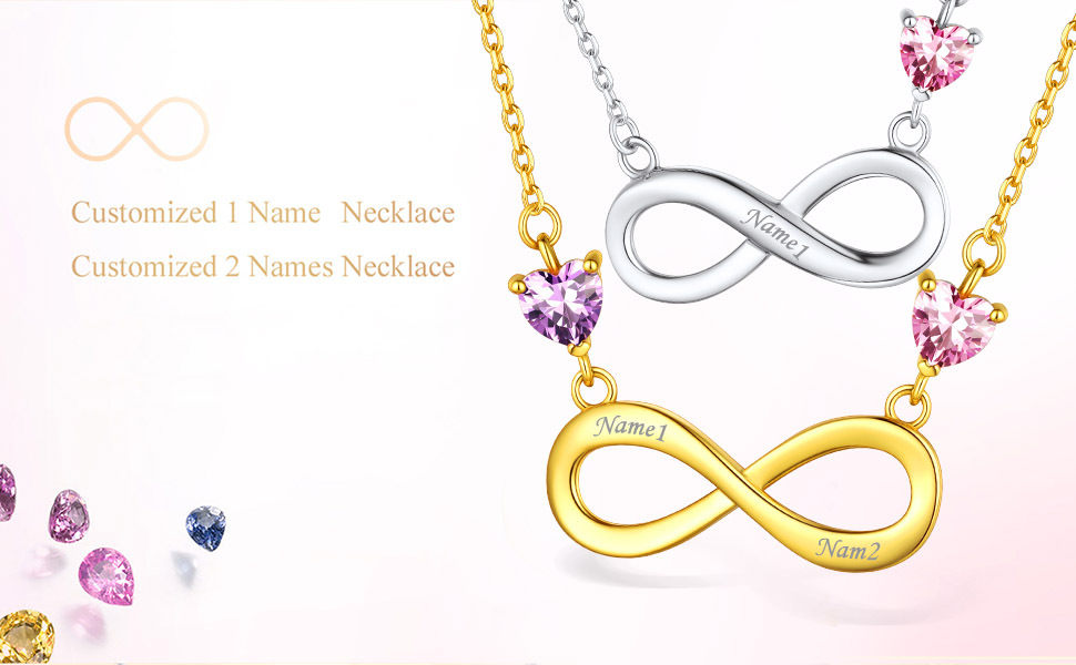 Collier Personnalisé Infini et Cœur Gravé pour Femme