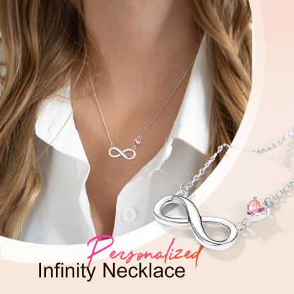 Collier Personnalisé avec Pendentif Infini et Cœur pour Femme