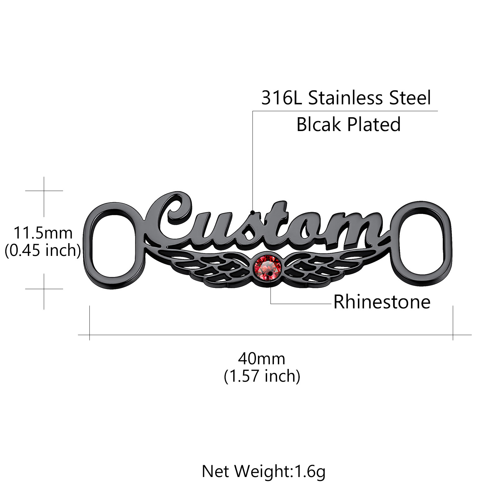 Boucles de Lacets Personnalisées avec Nom et Pierre de Naissance Taille