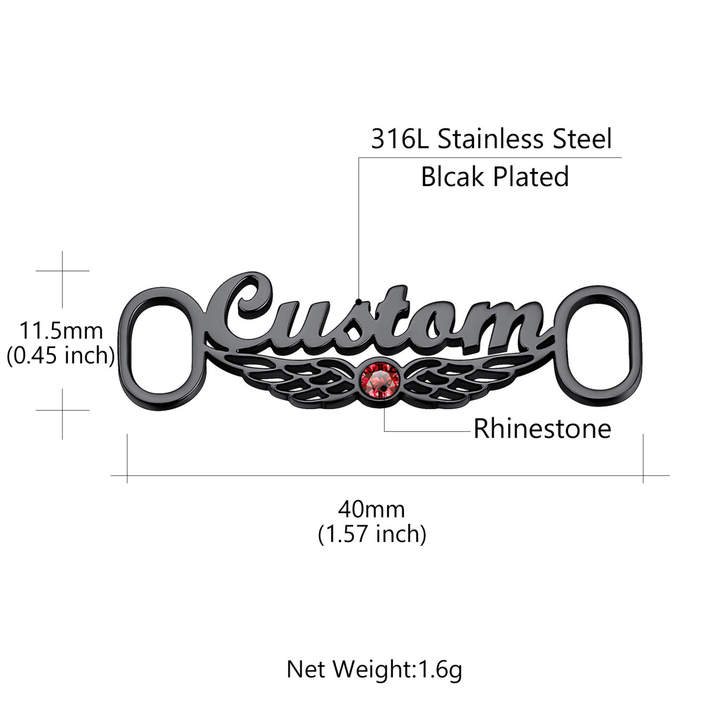 Boucles de Lacets Personnalisées avec Nom et Pierre de Naissance Taille
