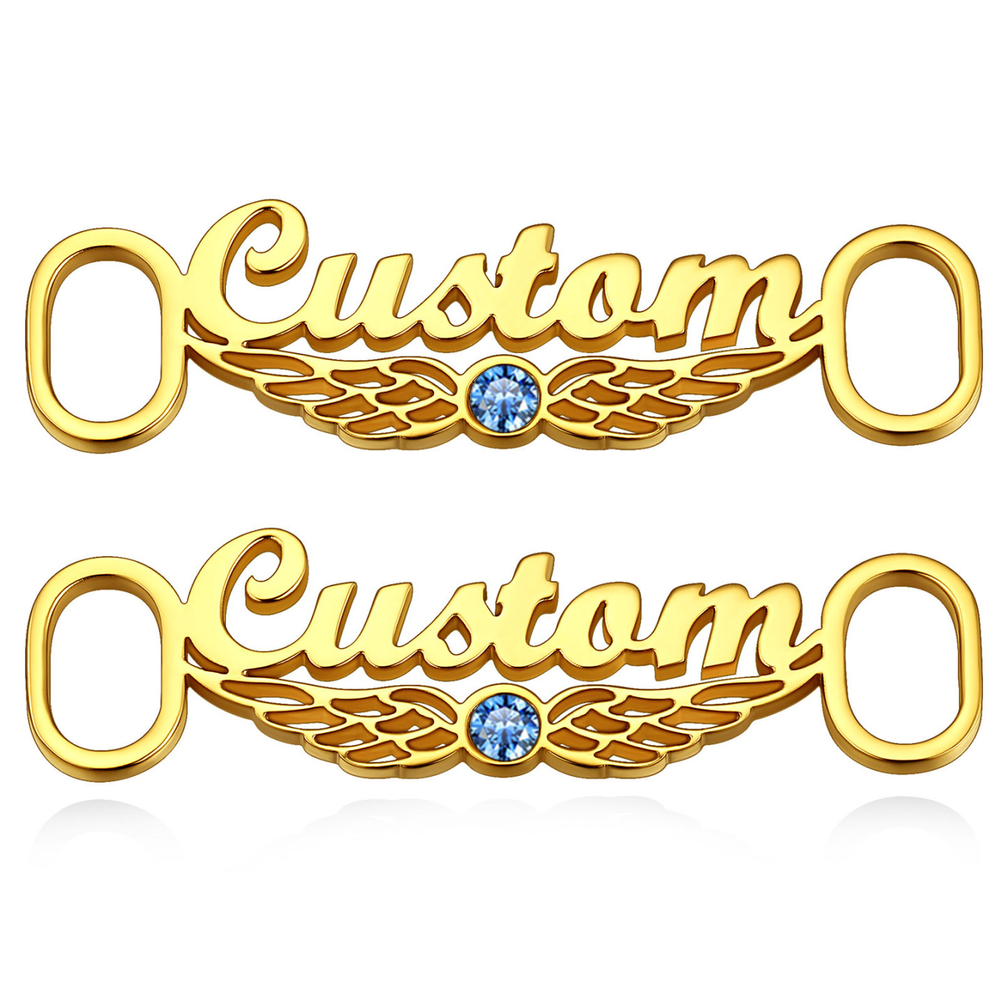 Boucles de Lacets Personnalisées avec Nom Or