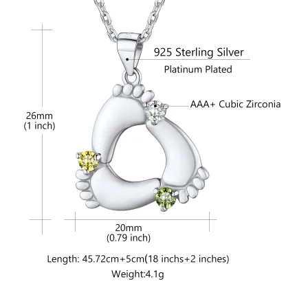 Pendentif Empreinte de Bébé avec 3 Pierres de Naissance pour Maman Taille