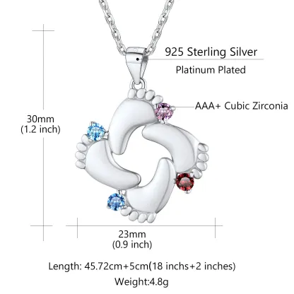 Pendentif Empreinte de Bébé avec 4 Pierre de Naissance pour Maman Taille