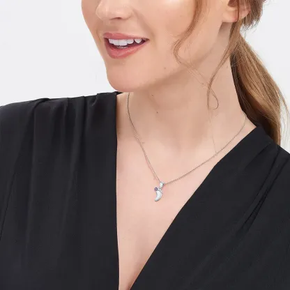 Pendentif Empreinte de Bébé avec 1 Pierre de Naissance pour Maman Modèle