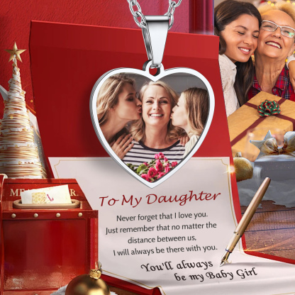 Collier Photo Personnalisé Cœur Gravé pour fille