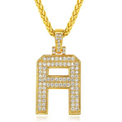 Collier Classique avec Pendentif Lettre Initiale A-Z en Zircon Cubique