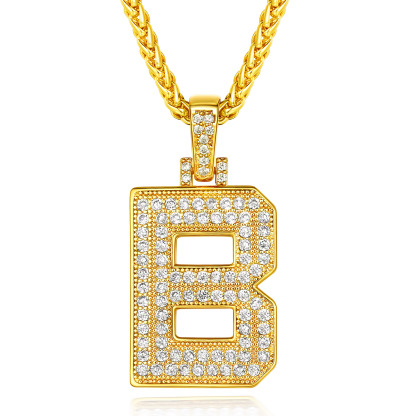 Collier Classique avec Pendentif Lettre Initiale A-Z en Zircon Cubique