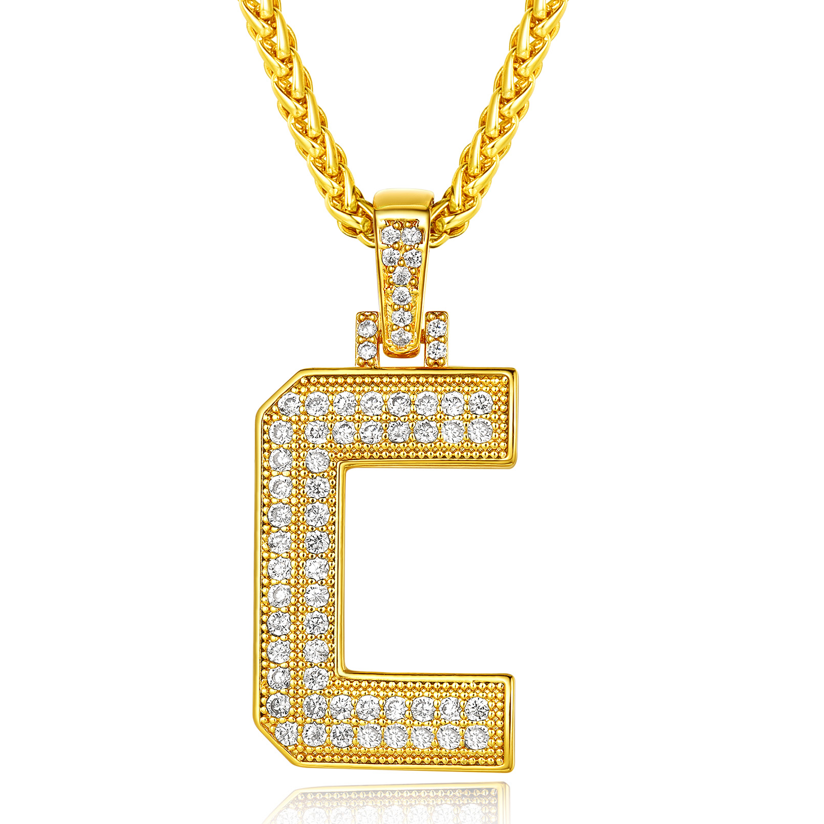 Collier Classique avec Pendentif Lettre Initiale A-Z en Zircon Cubique