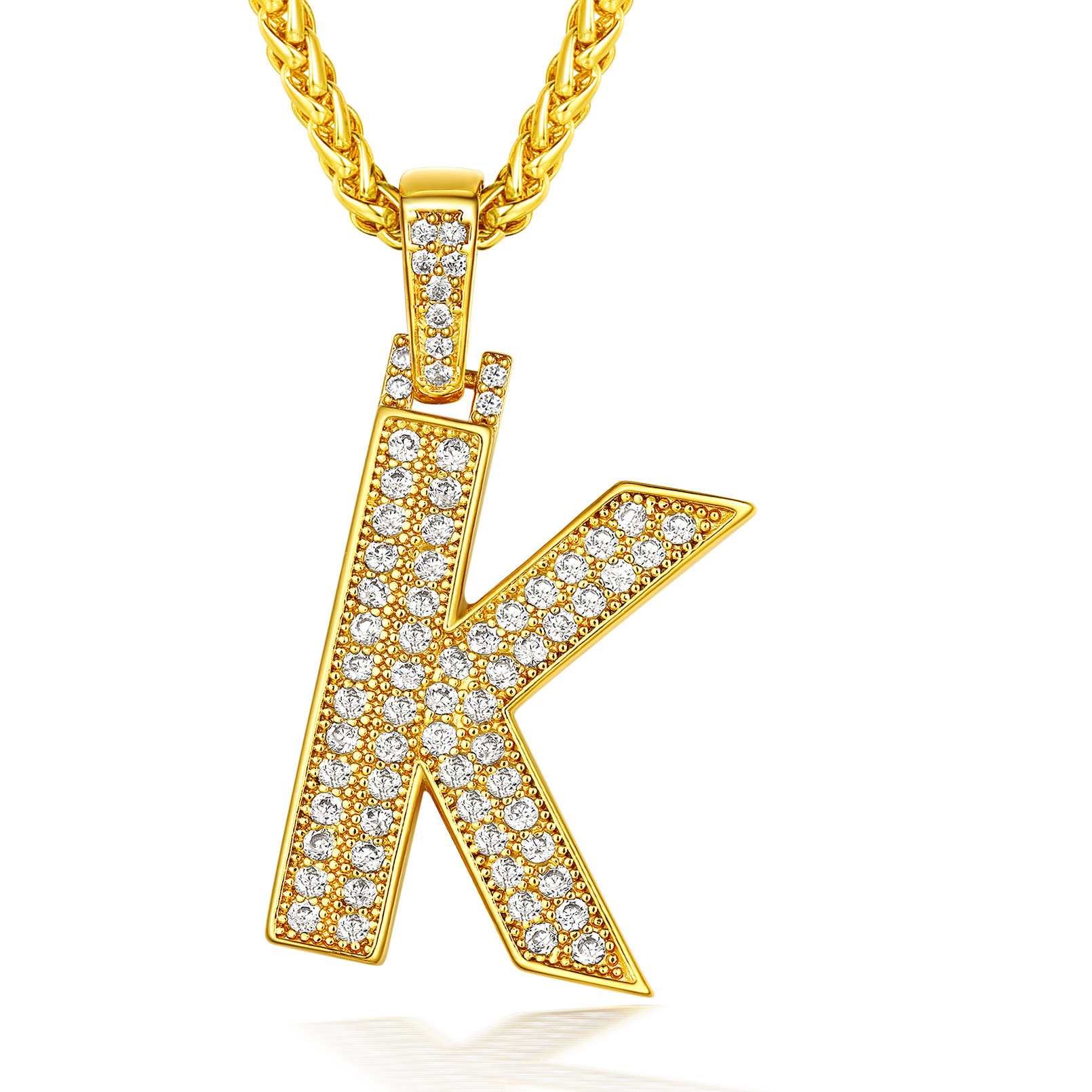 Collier Classique avec Pendentif Lettre Initiale A-Z en Zircon Cubique
