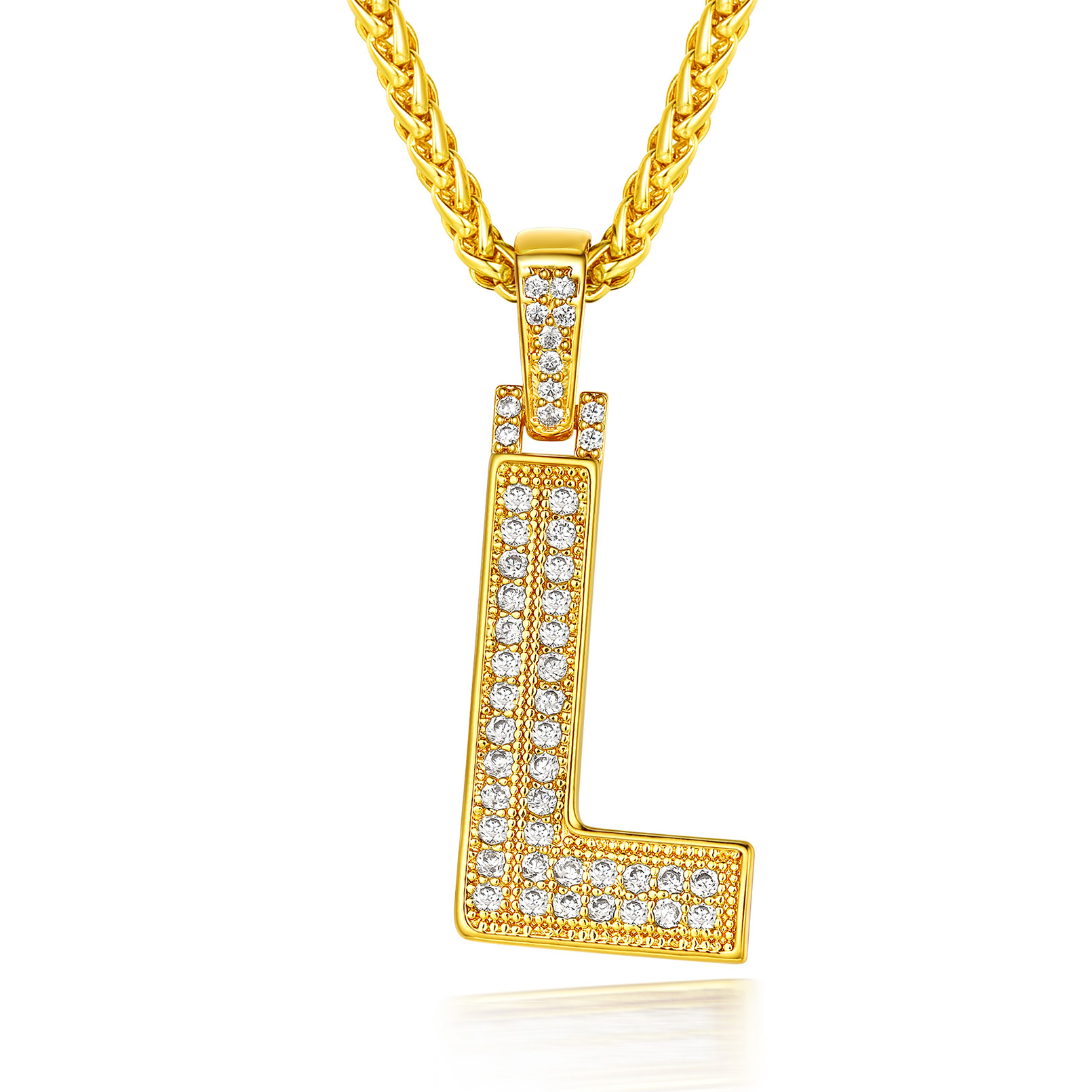 Collier Classique avec Pendentif Lettre Initiale A-Z en Zircon Cubique