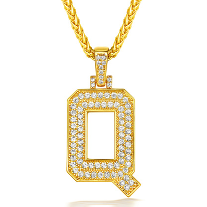 Collier Classique avec Pendentif Lettre Initiale A-Z en Zircon Cubique