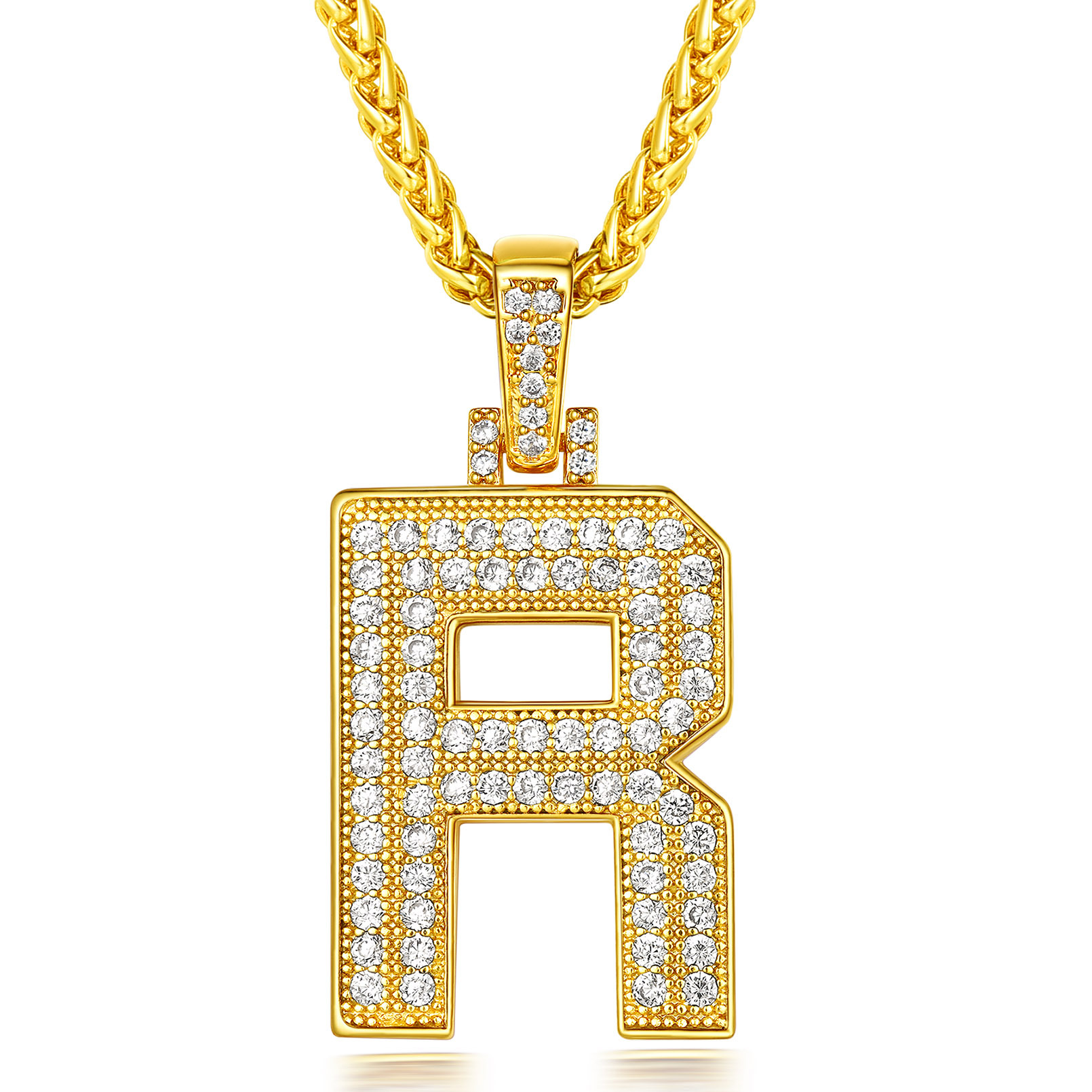 Collier Classique avec Pendentif Lettre Initiale A-Z en Zircon Cubique