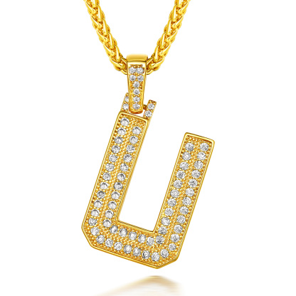 Collier Classique avec Pendentif Lettre Initiale A-Z en Zircon Cubique