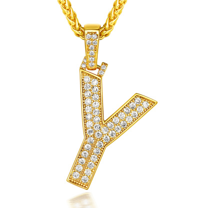 Collier Classique avec Pendentif Lettre Initiale A-Z en Zircon Cubique