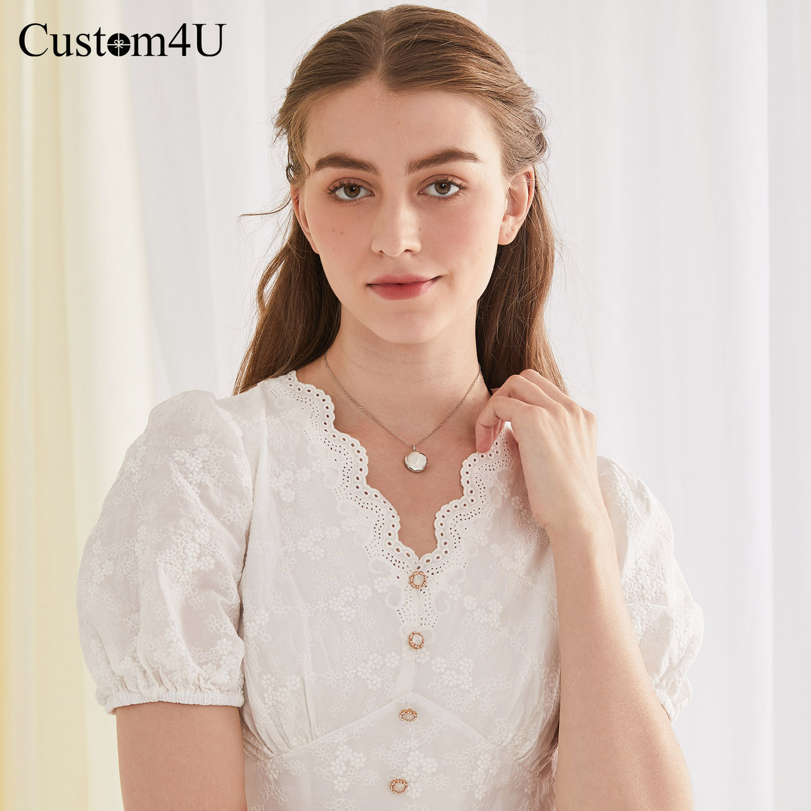 Collier Pendentif Médaillon Rond avec Photo pour Femme