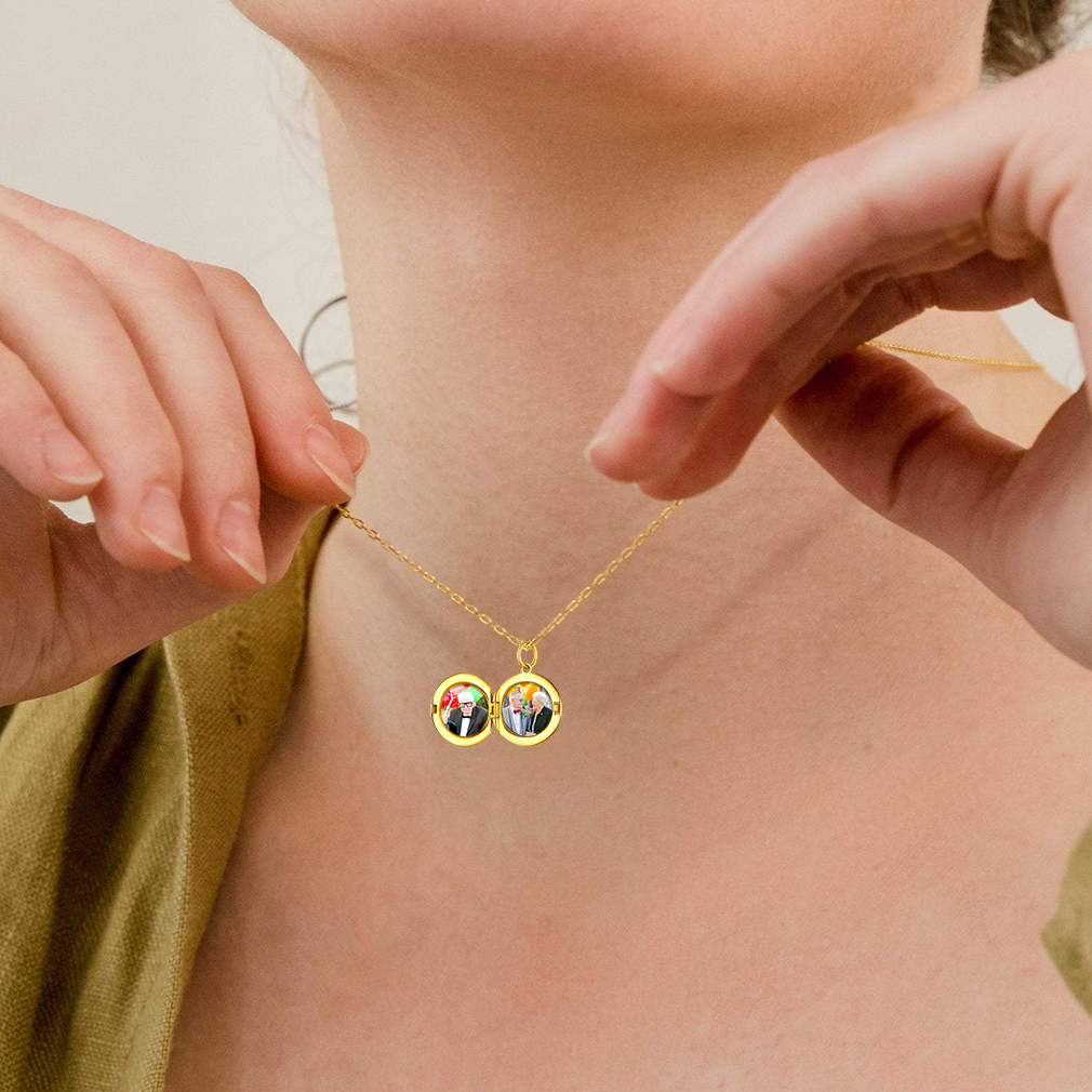 Collier Pendentif Médaillon Rond Personnalisé avec Photo pour Femme Modèle