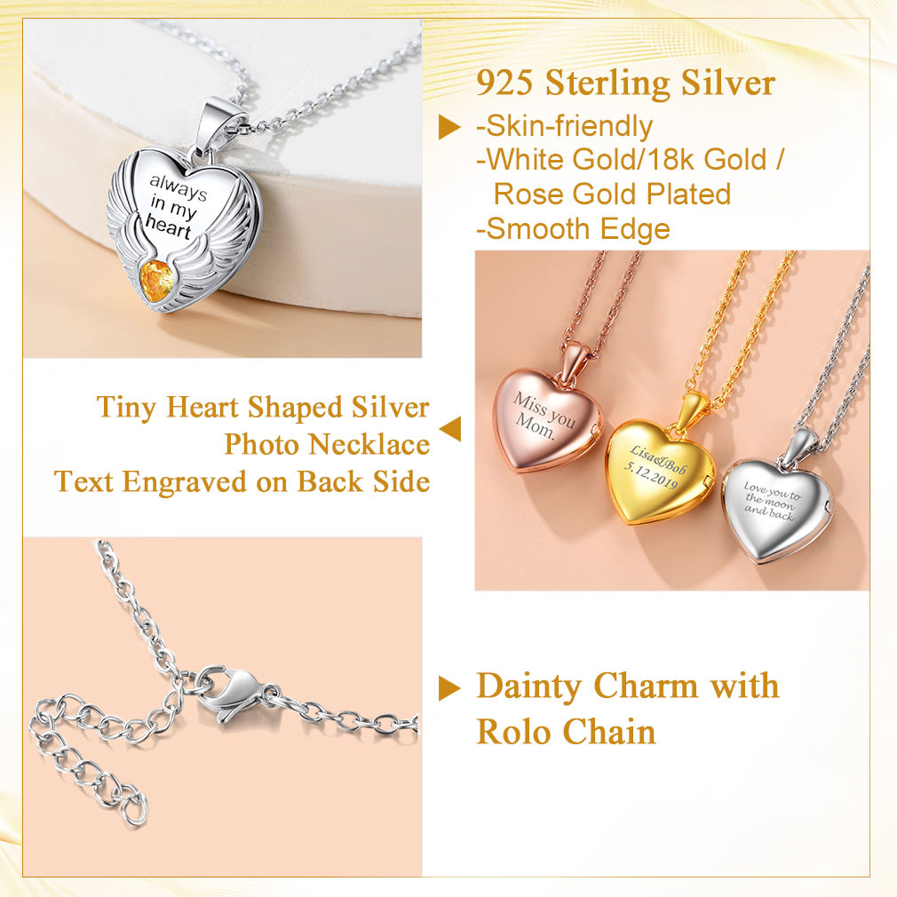 Collier Médaillon Personnalisé avec Photo et Pierre de Naissance  Détail