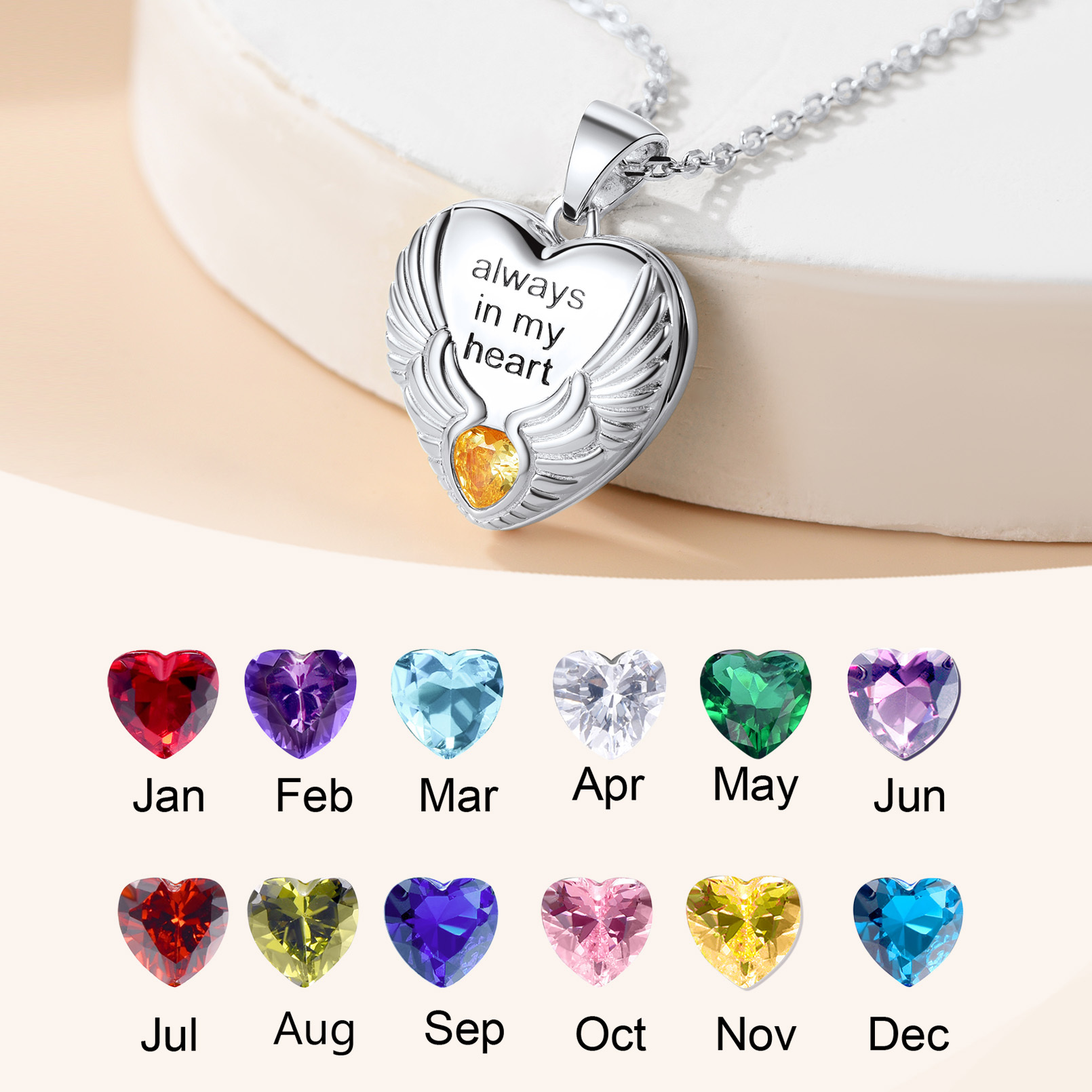 Collier Personnalisé avec Photo et Pierre de Naissance 