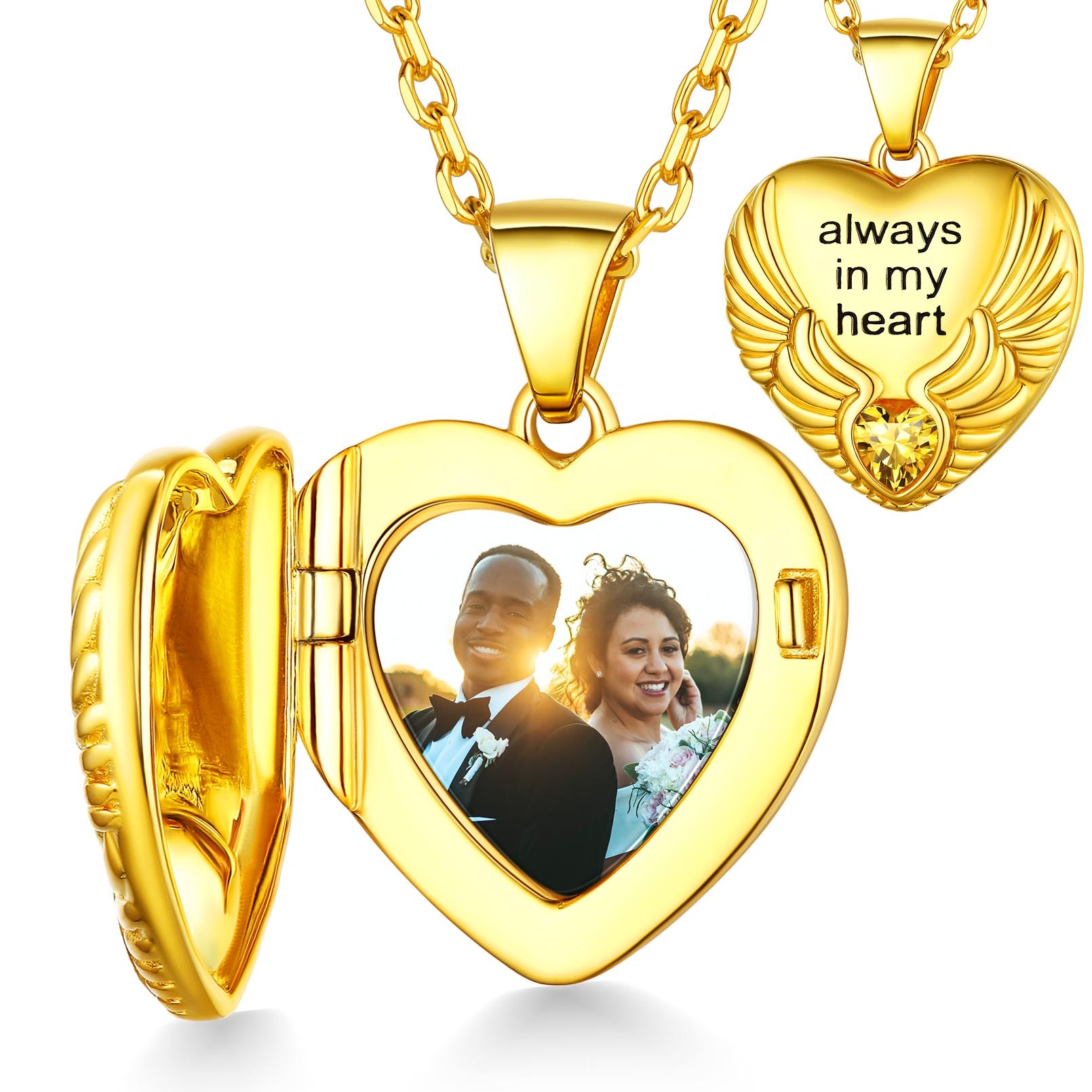 Collier Médaillon Personnalisé avec Photo et Pierre de Naissance Or