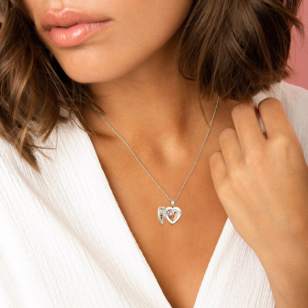 Collier Personnalisé avec Photo et Pierre de Naissance pour Femmes