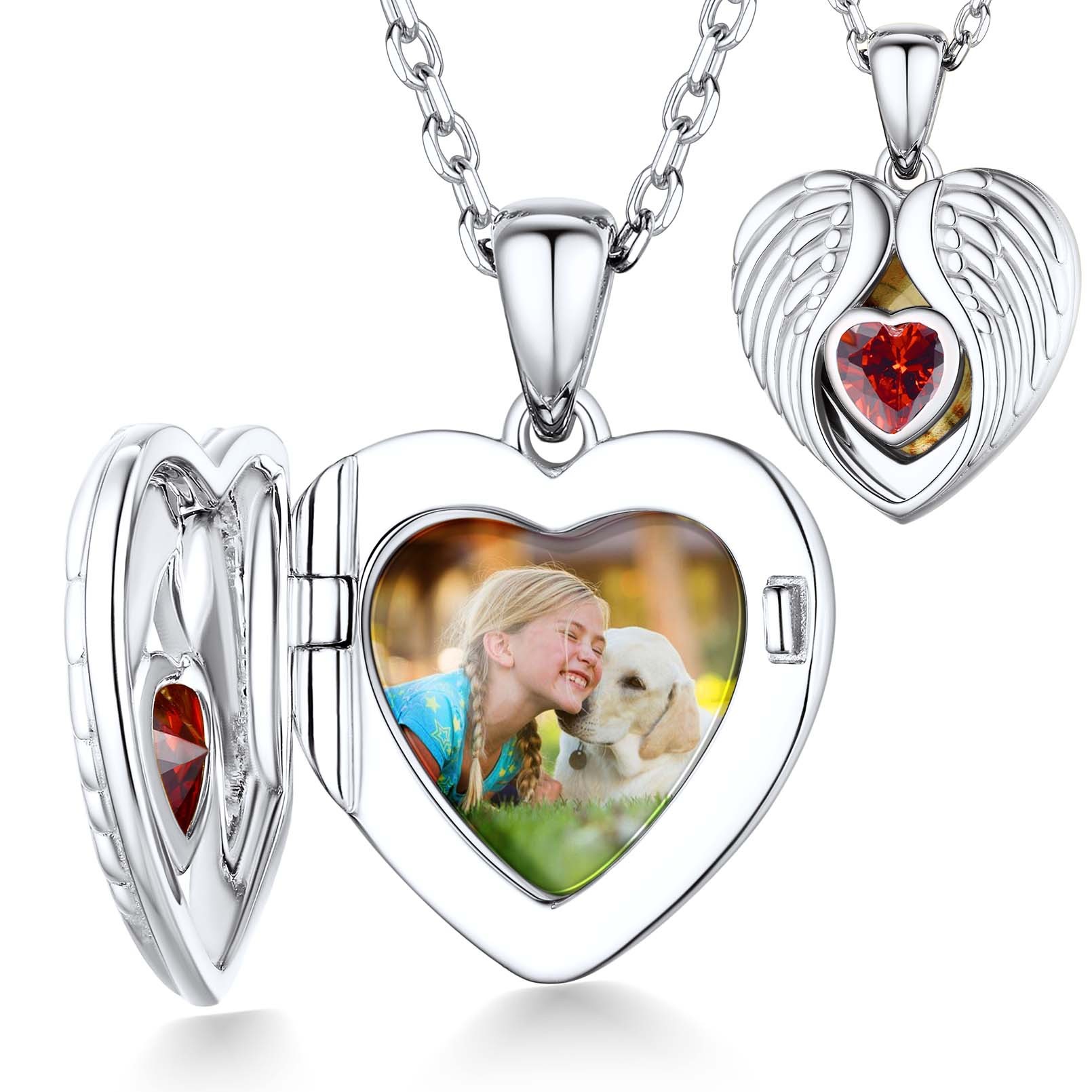 Collier Médaillon Personnalisé avec Photo et Pierre de Naissance pour Femmes Argenté