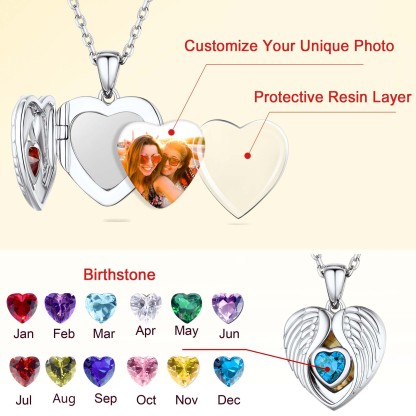 Collier Médaillon Personnalisé avec Photo et Pierre de Naissance pour Femmes Collection