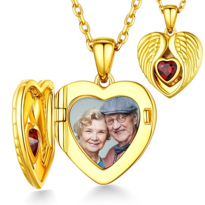Collier Médaillon Personnalisé avec Photo et Pierre de Naissance pour Femmes Or
