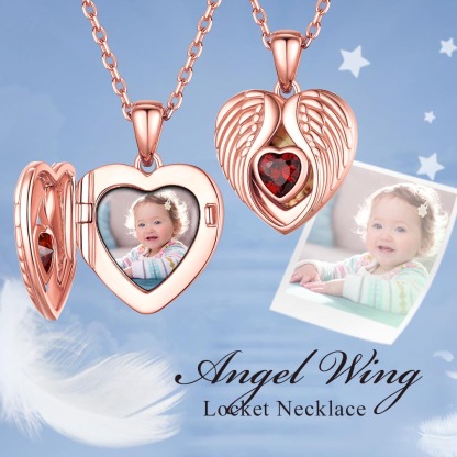 Collier Médaillon avec Photo et Pierre de Naissance pour Femmes