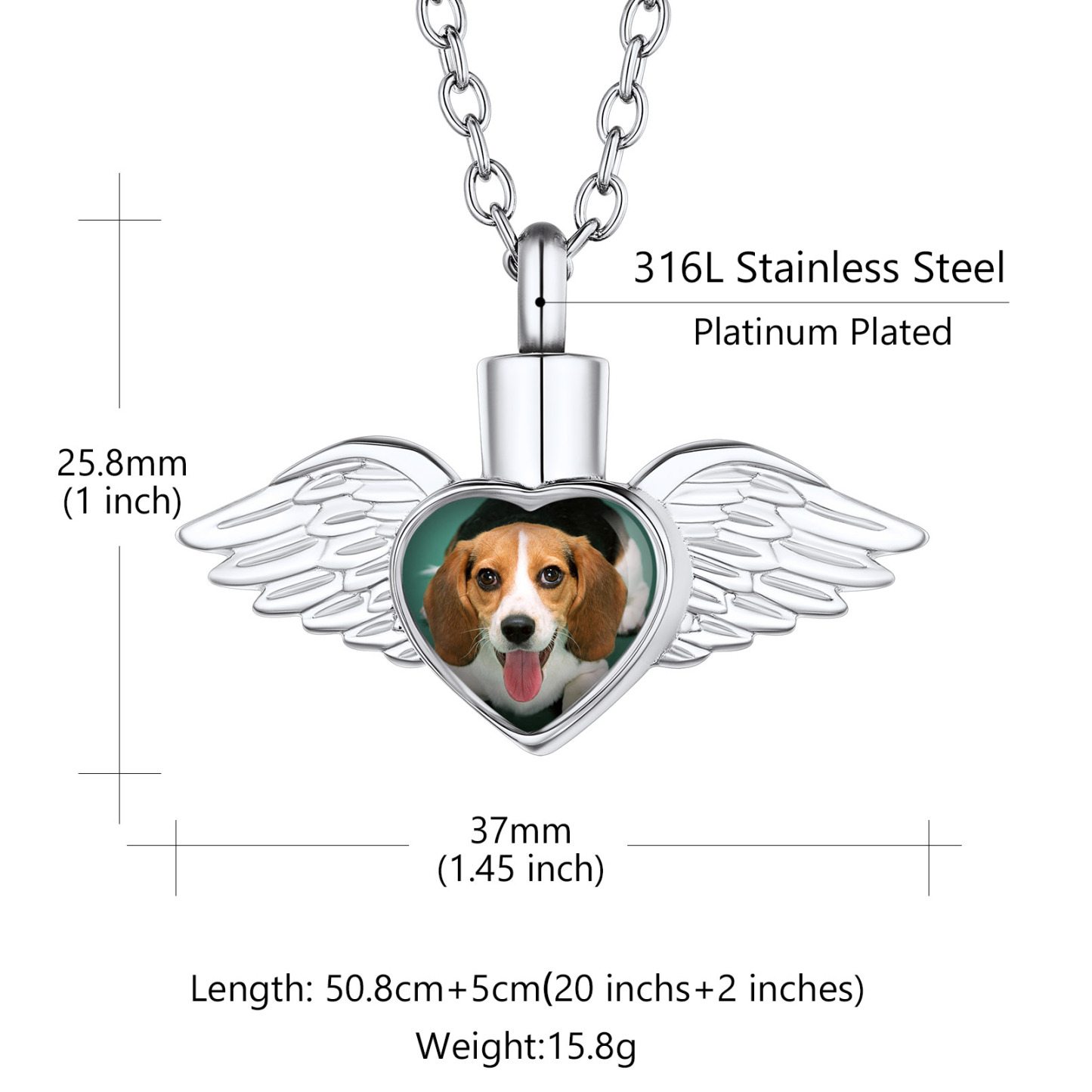 Collier Urne Photo Personnalisé pour Cendres pour Homme et Femme Taille