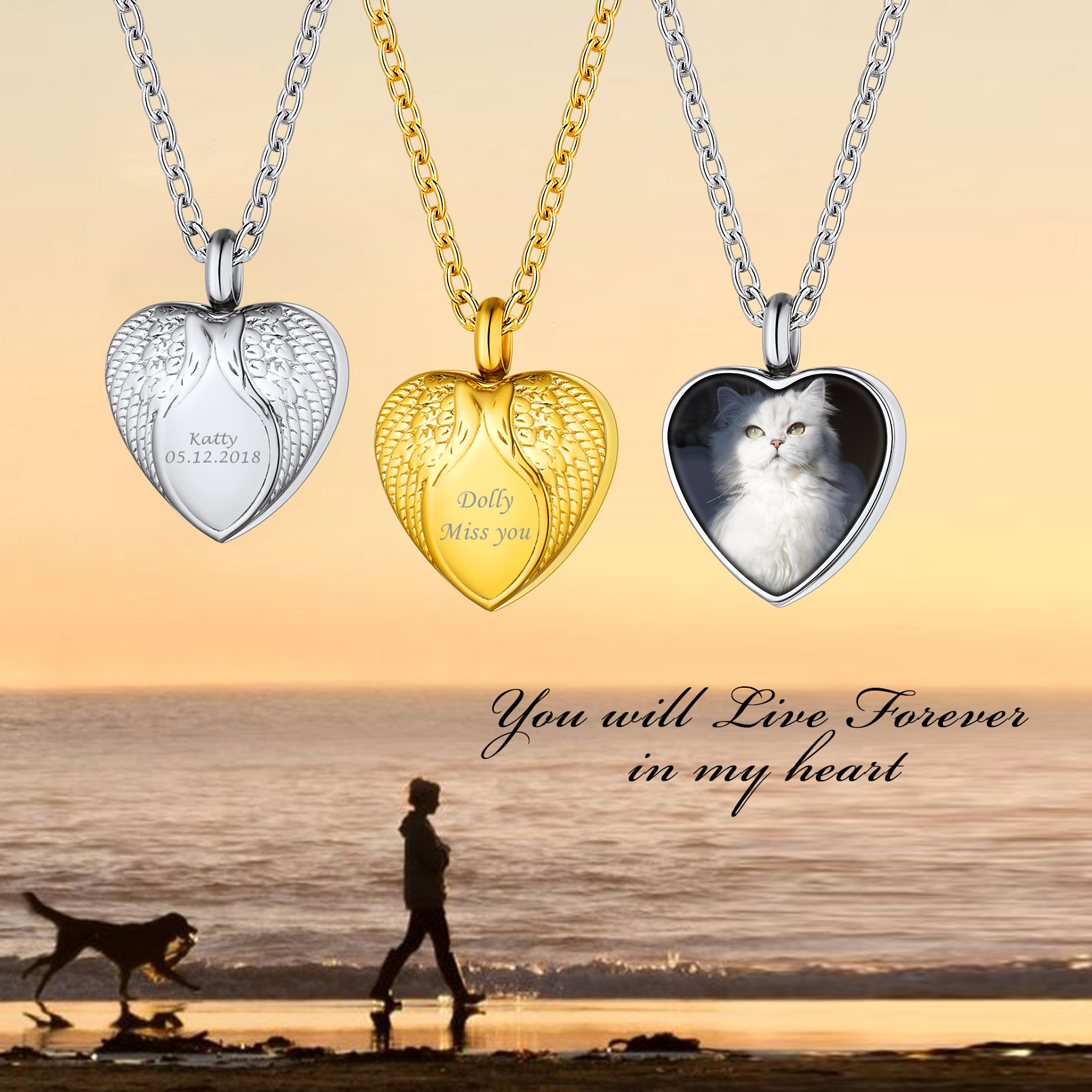 Collier Urne Personnalisé avec Photo Gravé pour Cendres Collection