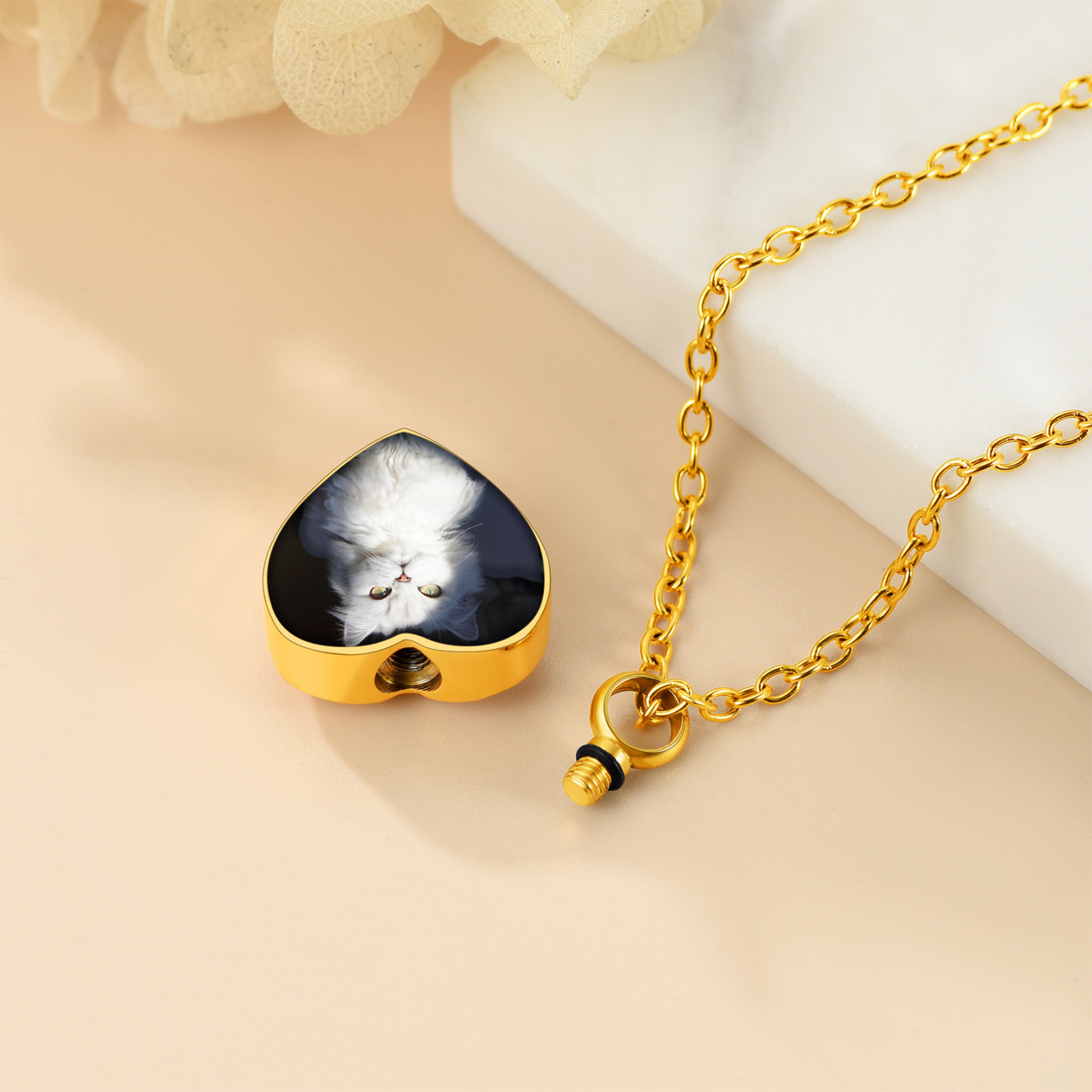 Collier Urne avec Photo Gravé pour Cendres