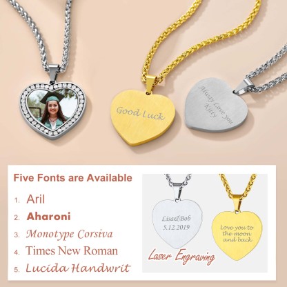  Collier Photo Personnalisé en Acier Inoxydable avec Gravure Police