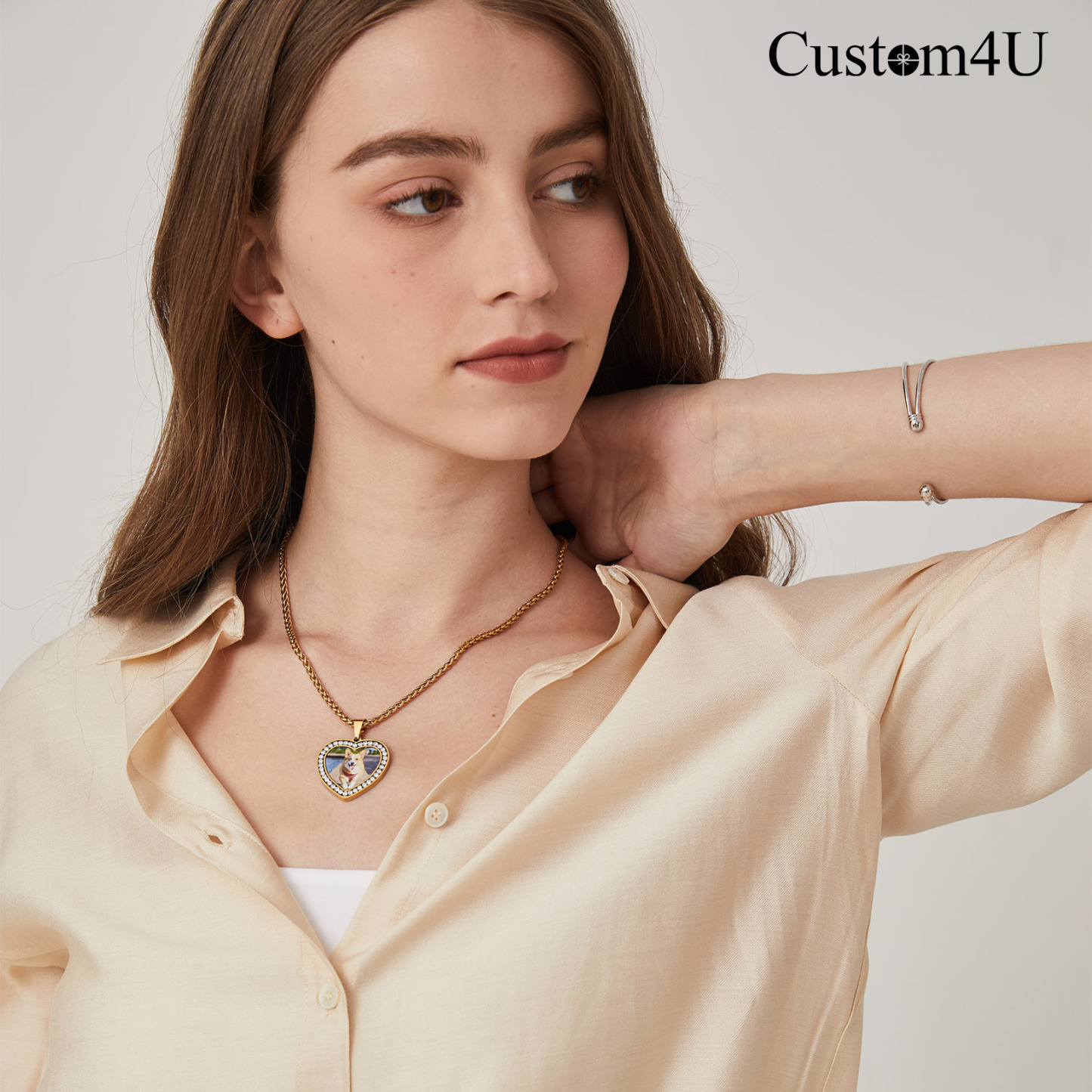  Collier Photo en Acier Inoxydable avec Gravure