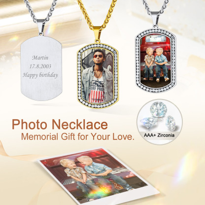 Collier Pendentif Plaque Militaire Personnalisée avec Photo pour Homme Collection