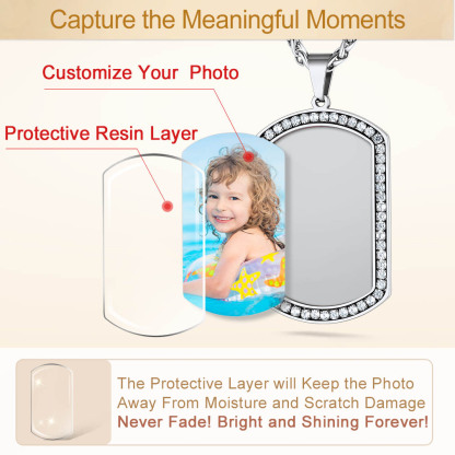 Collier Pendentif Plaque Militaire Personnalisée avec Photo pour Homme Protective