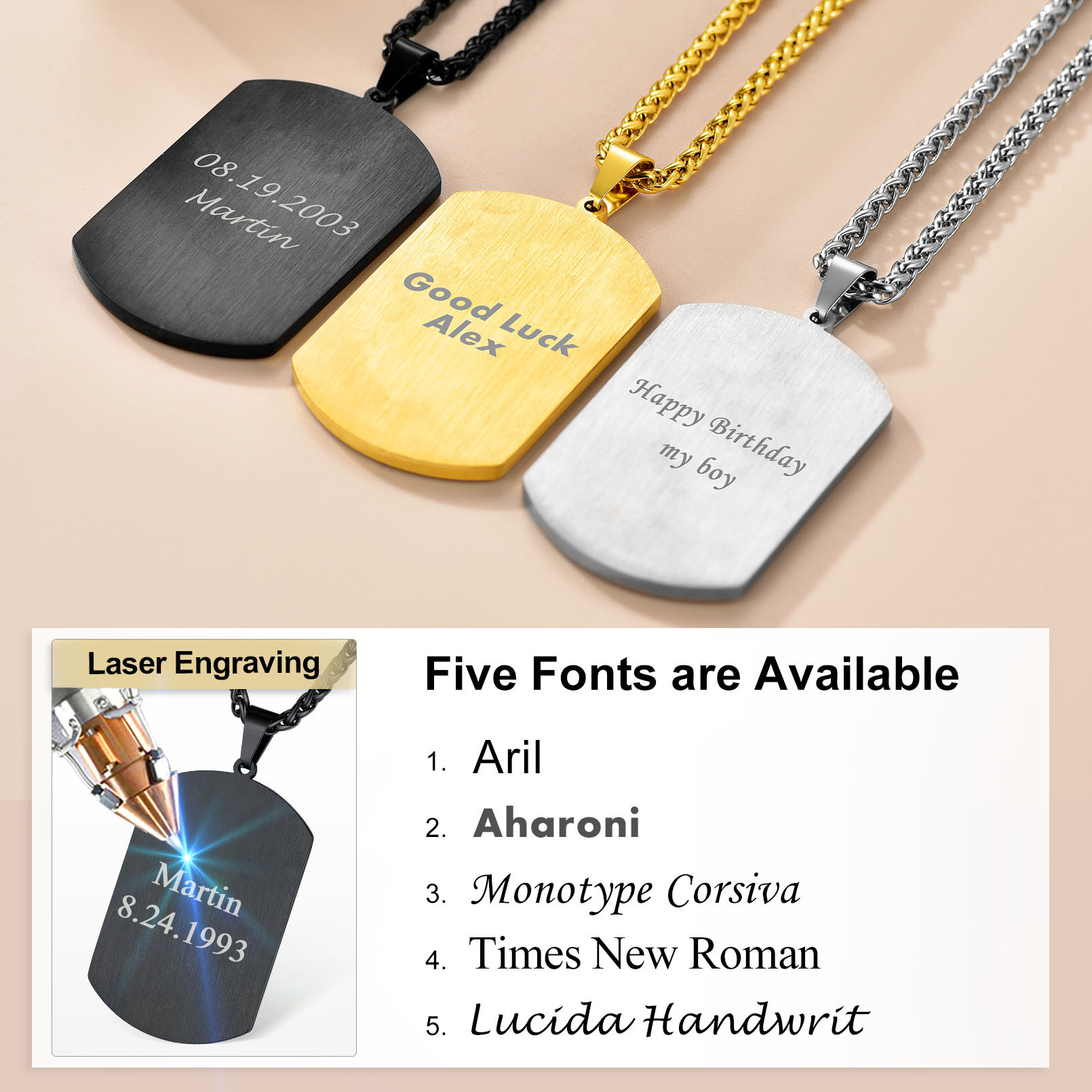 Collier Pendentif Plaque Militaire Personnalisée avec Photo pour Homme Police