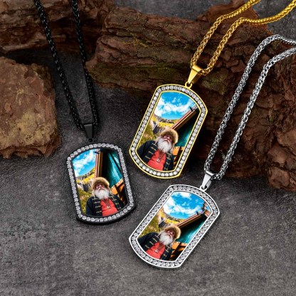 Collier Pendentif Plaque Militaire Personnalisée avec Photo Collection