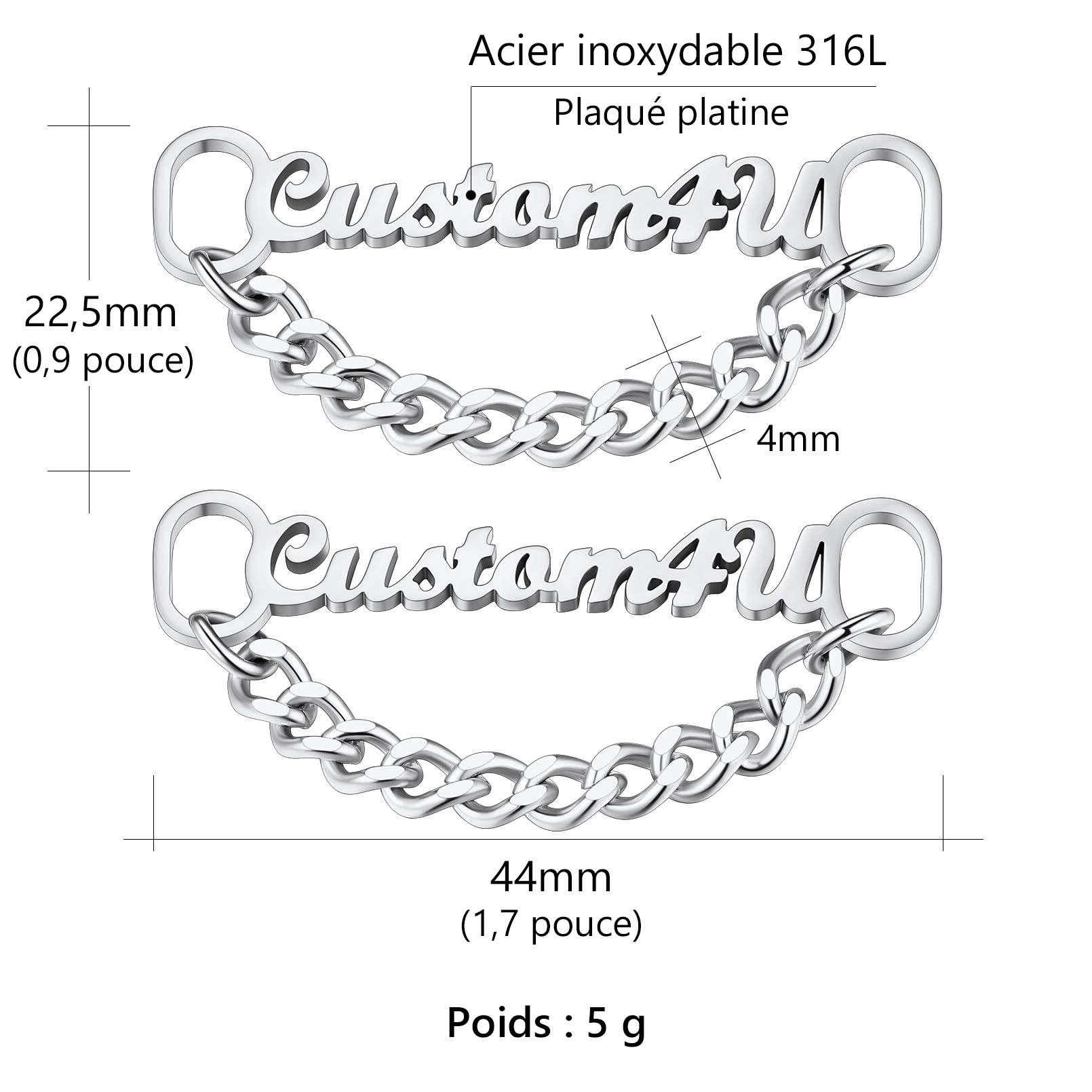 Boucle de Lacet Personnalisée avec Nom (Lot de 2) B Taille