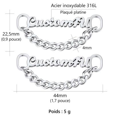 Boucle de Lacet Personnalisée avec Nom (Lot de 2) B Taille